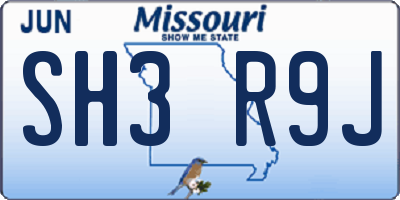 MO license plate SH3R9J
