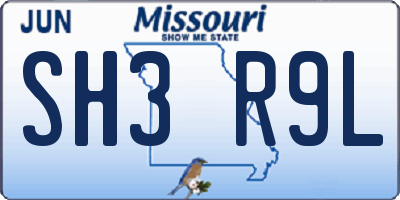 MO license plate SH3R9L