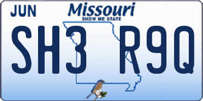 MO license plate SH3R9Q