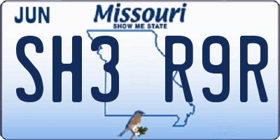 MO license plate SH3R9R