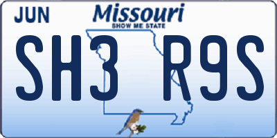 MO license plate SH3R9S