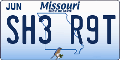 MO license plate SH3R9T