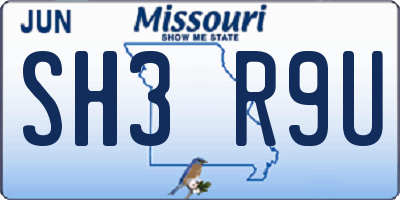 MO license plate SH3R9U