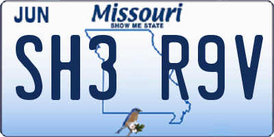 MO license plate SH3R9V