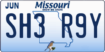 MO license plate SH3R9Y