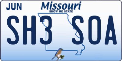 MO license plate SH3S0A