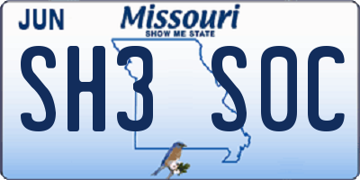 MO license plate SH3S0C
