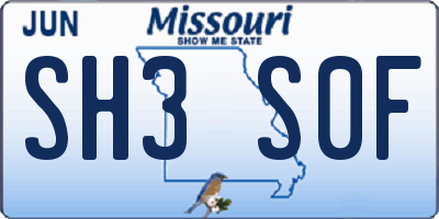 MO license plate SH3S0F