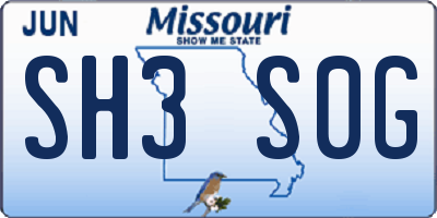 MO license plate SH3S0G