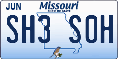 MO license plate SH3S0H