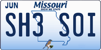 MO license plate SH3S0I
