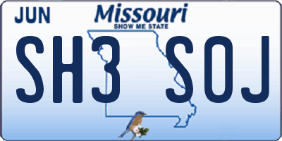 MO license plate SH3S0J