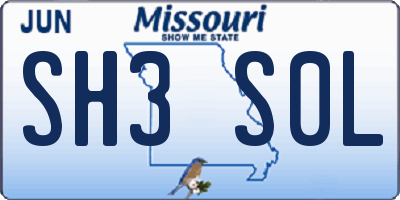 MO license plate SH3S0L