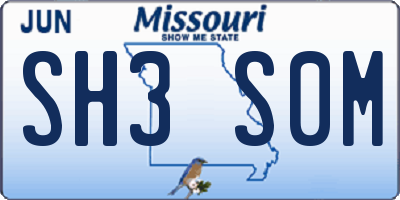MO license plate SH3S0M