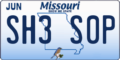 MO license plate SH3S0P