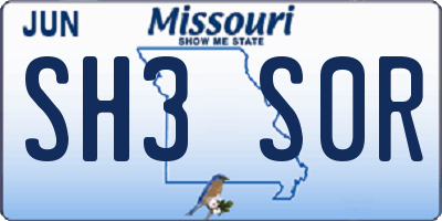 MO license plate SH3S0R