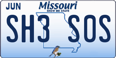 MO license plate SH3S0S