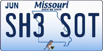 MO license plate SH3S0T