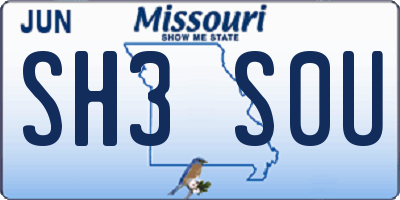 MO license plate SH3S0U