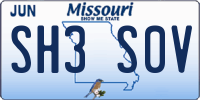 MO license plate SH3S0V
