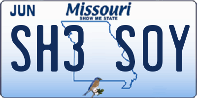 MO license plate SH3S0Y