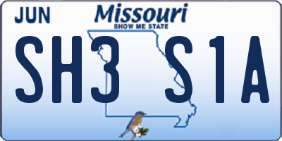 MO license plate SH3S1A