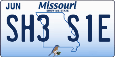 MO license plate SH3S1E