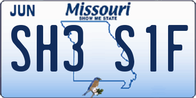 MO license plate SH3S1F