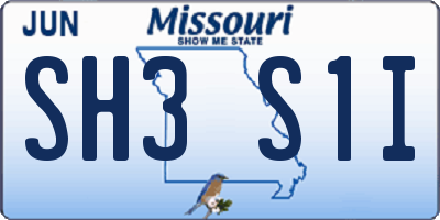 MO license plate SH3S1I