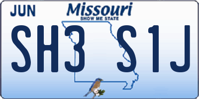 MO license plate SH3S1J