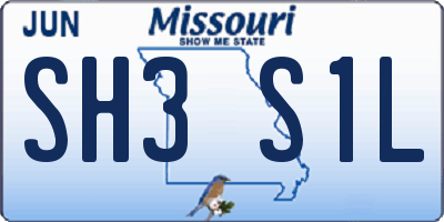 MO license plate SH3S1L