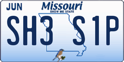 MO license plate SH3S1P