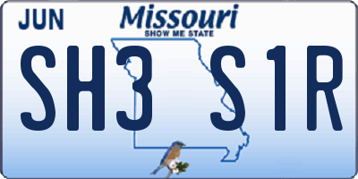MO license plate SH3S1R