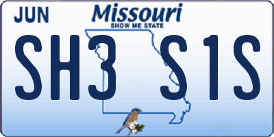 MO license plate SH3S1S
