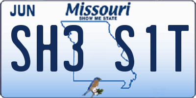 MO license plate SH3S1T