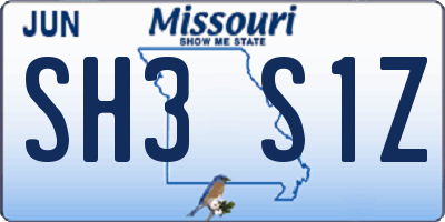 MO license plate SH3S1Z