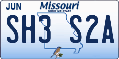 MO license plate SH3S2A