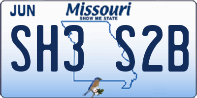 MO license plate SH3S2B