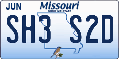 MO license plate SH3S2D