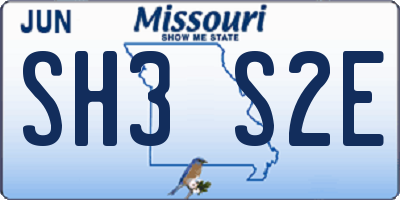 MO license plate SH3S2E