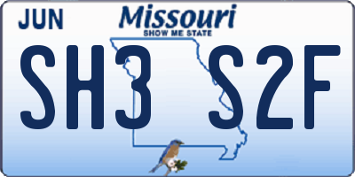 MO license plate SH3S2F