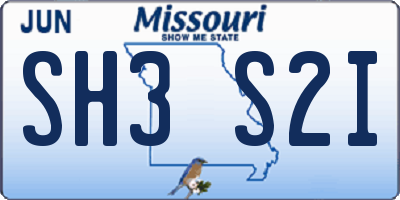 MO license plate SH3S2I