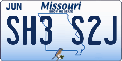 MO license plate SH3S2J