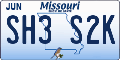 MO license plate SH3S2K
