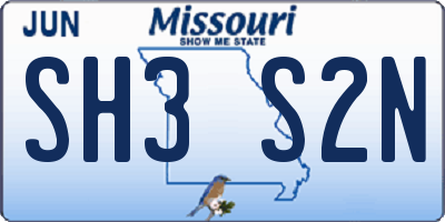 MO license plate SH3S2N