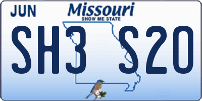 MO license plate SH3S2O