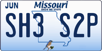 MO license plate SH3S2P