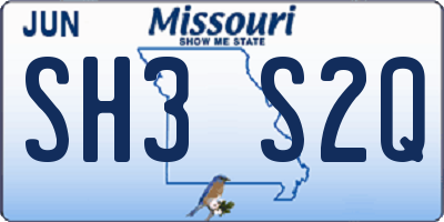 MO license plate SH3S2Q