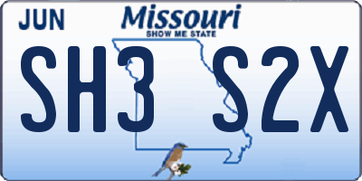 MO license plate SH3S2X