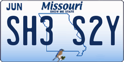 MO license plate SH3S2Y
